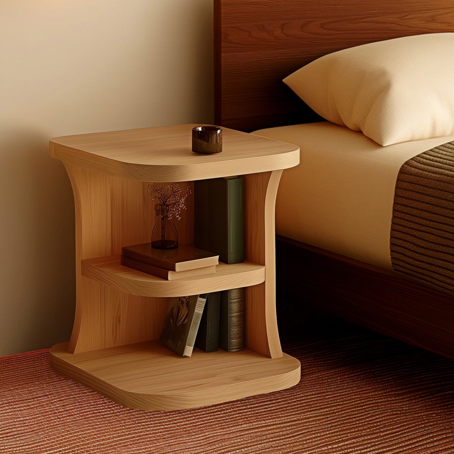 Bedside Shelf with Open Storage